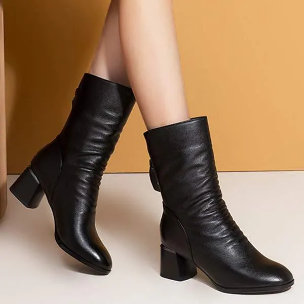 Women's Mid-Calf Fashion Boots with Medium Heel 34692615C