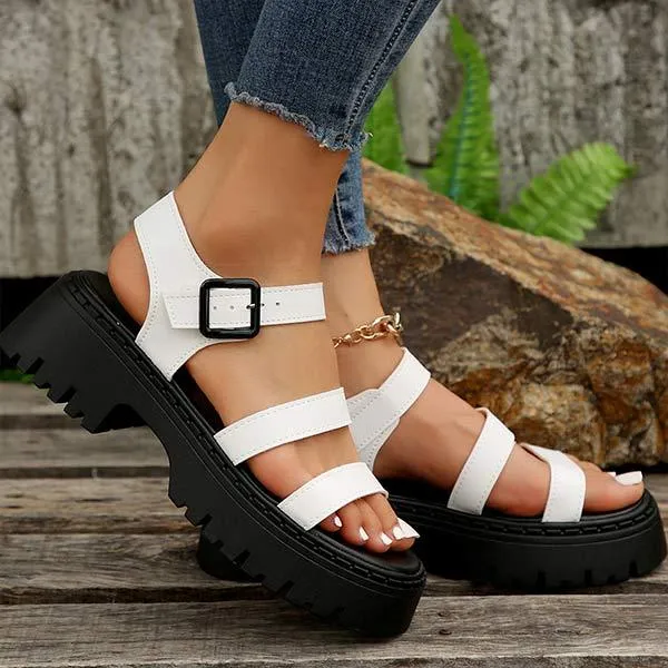 Women's Open Toe Ankle Strap Thick Sole Sandals 33630328C