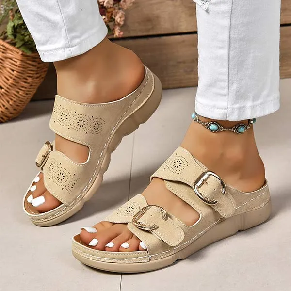 Women's Platform Buckle Strap Slide Sandals 22361677C