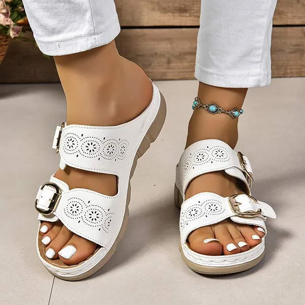 Women's Platform Buckle Strap Slide Sandals 22361677C