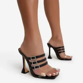 Women's Rhinestone Square Toe One-Strap Sexy Fashion High Heel Sandals 68148930C