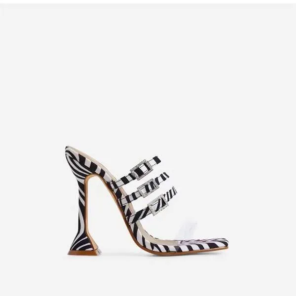 Women's Rhinestone Square Toe One-Strap Sexy Fashion High Heel Sandals 68148930C