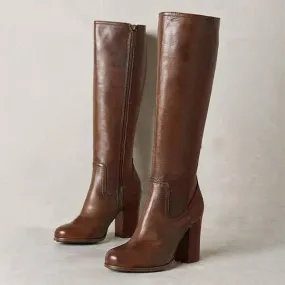 Women's Side-Zip Chunky High Heel Fashion Boots 63106999C