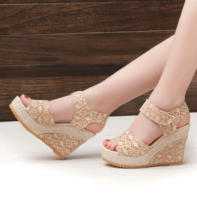 Women's Wedges Sandals Summer New Fashion Peep Toe High Heel