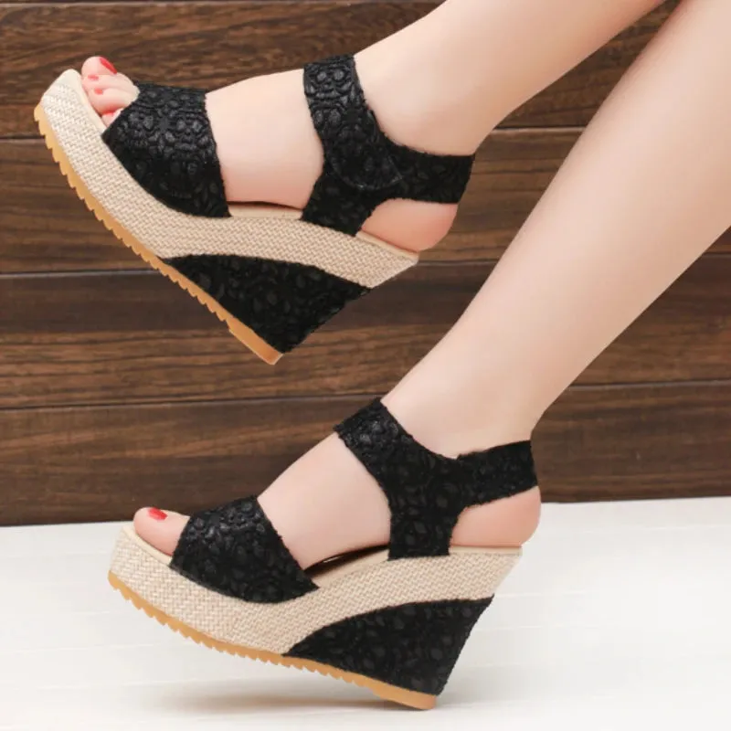 Women's Wedges Sandals Summer New Fashion Peep Toe High Heel