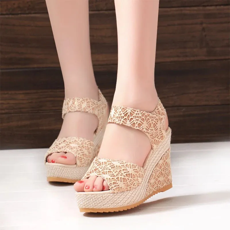 Women's Wedges Sandals Summer New Fashion Peep Toe High Heel
