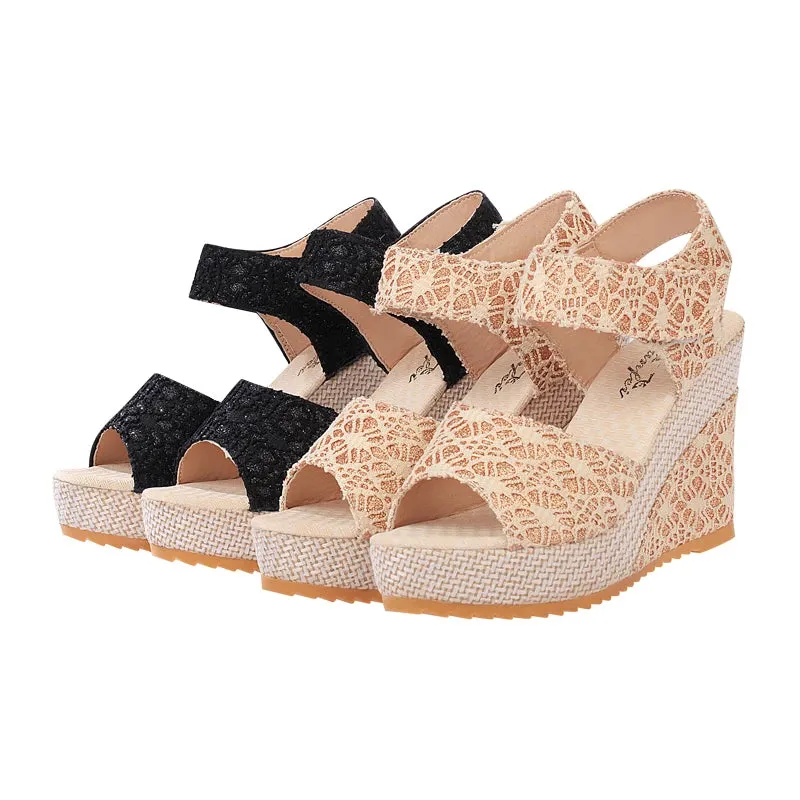 Women's Wedges Sandals Summer New Fashion Peep Toe High Heel