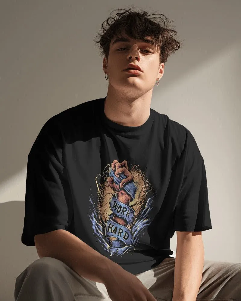 Work Hard Men's Perfect Oversized Classic T Shirt