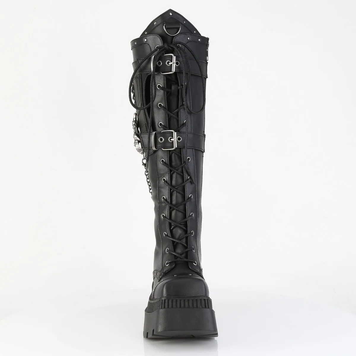 WRATH-205 DemoniaCult Black Vegan Leather Sexy Women's Mid-Calf & Knee High Boots (Alternative Footwear)