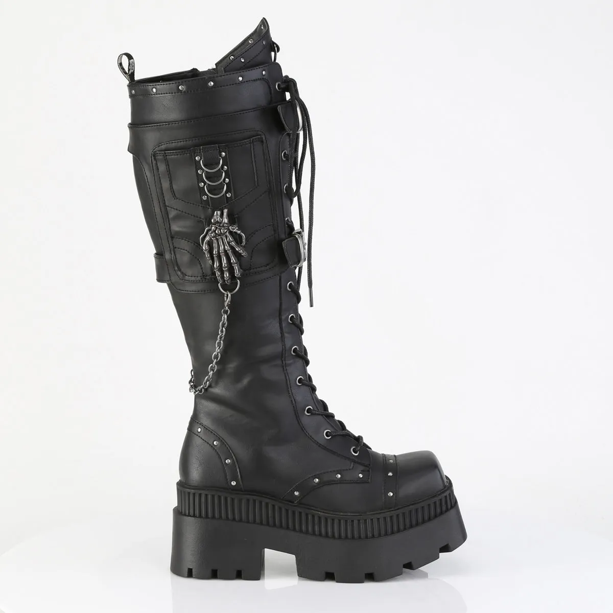 WRATH-205 DemoniaCult Black Vegan Leather Sexy Women's Mid-Calf & Knee High Boots (Alternative Footwear)