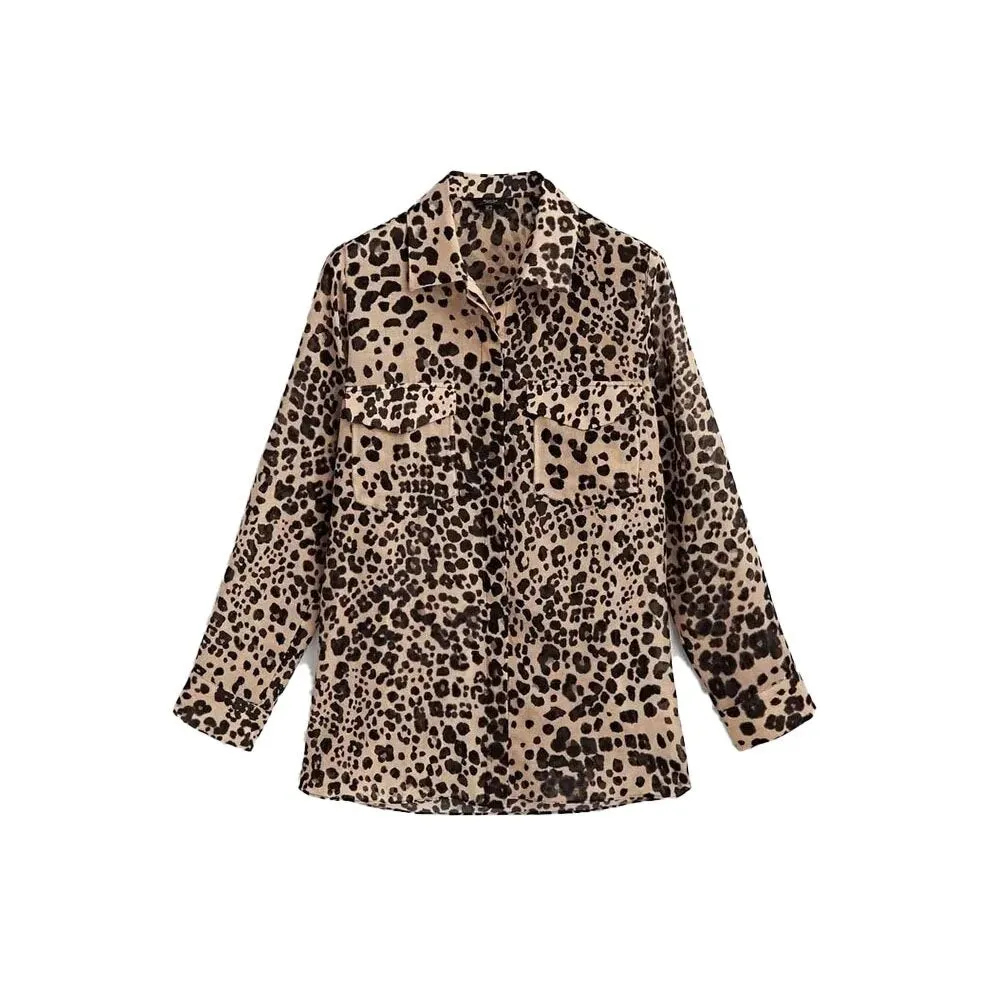 xakxx - New women's  temperament fashion versatile casual thin retro animal print shirt