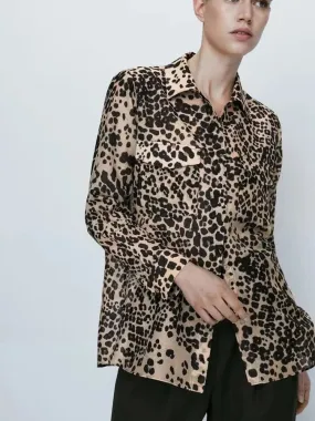 xakxx - New women's  temperament fashion versatile casual thin retro animal print shirt