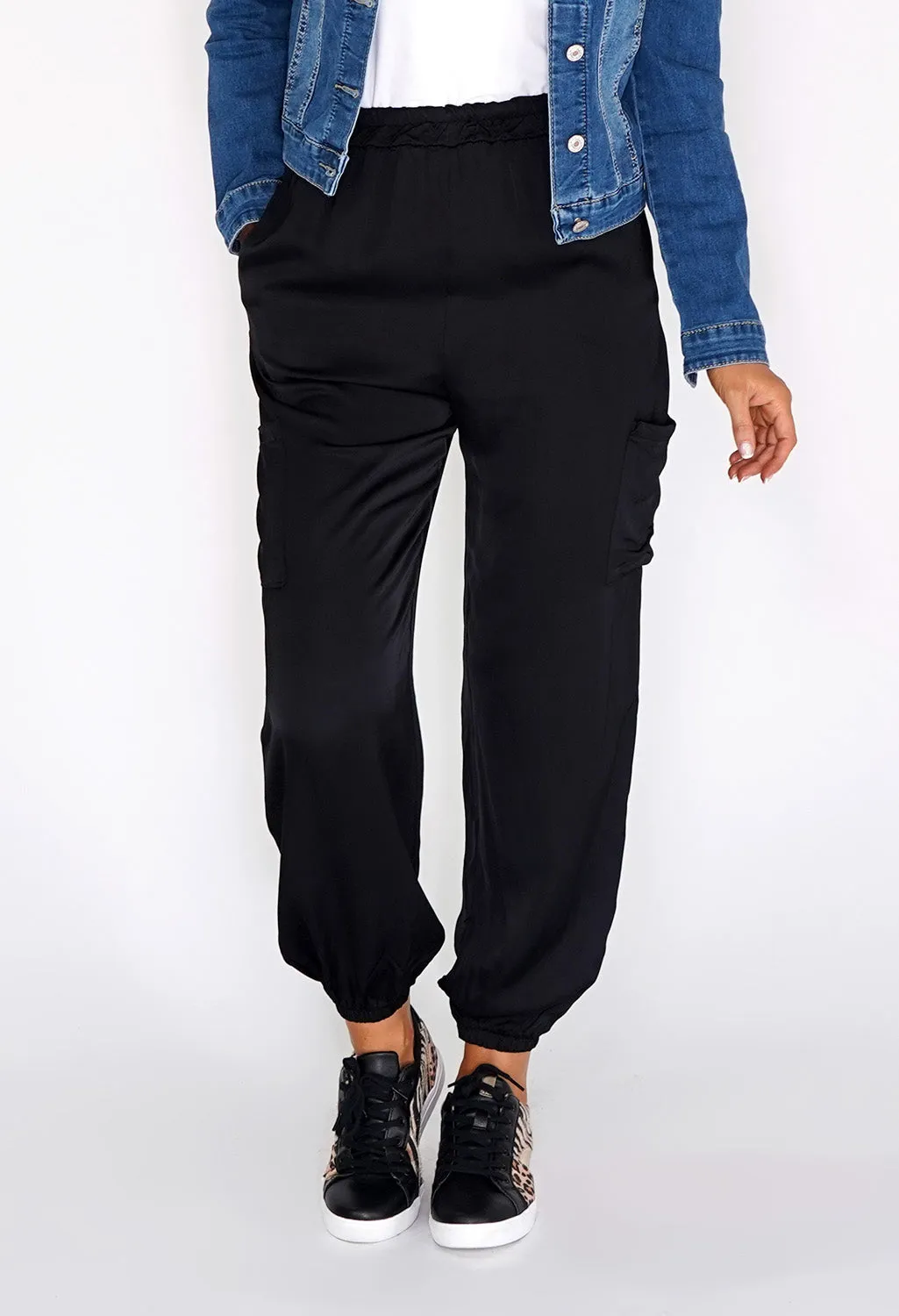 Zapara Black Silk Genie Joggers