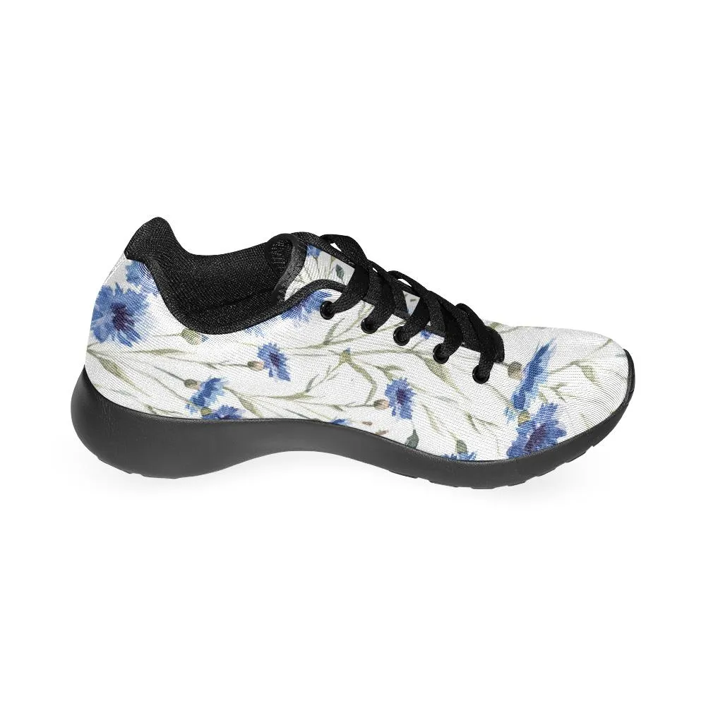 Zenzzle Blue flowers pattern print on Women's Running shoes Casual Lightweight Athletic Sneakers US size 6-15