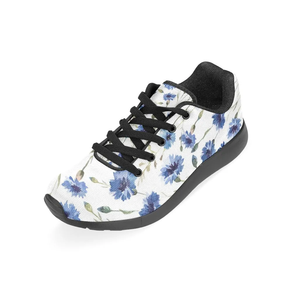 Zenzzle Blue flowers pattern print on Women's Running shoes Casual Lightweight Athletic Sneakers US size 6-15