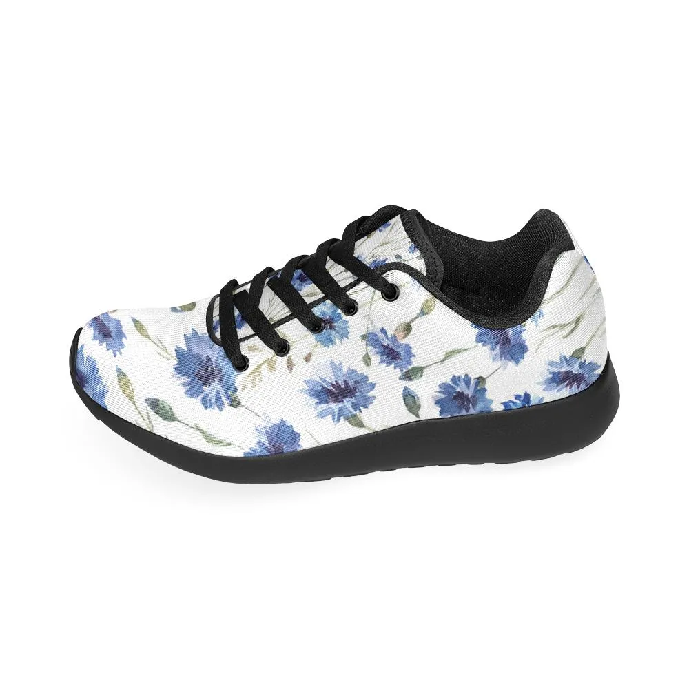 Zenzzle Blue flowers pattern print on Women's Running shoes Casual Lightweight Athletic Sneakers US size 6-15