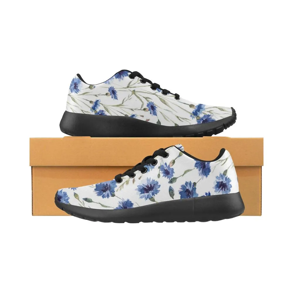 Zenzzle Blue flowers pattern print on Women's Running shoes Casual Lightweight Athletic Sneakers US size 6-15