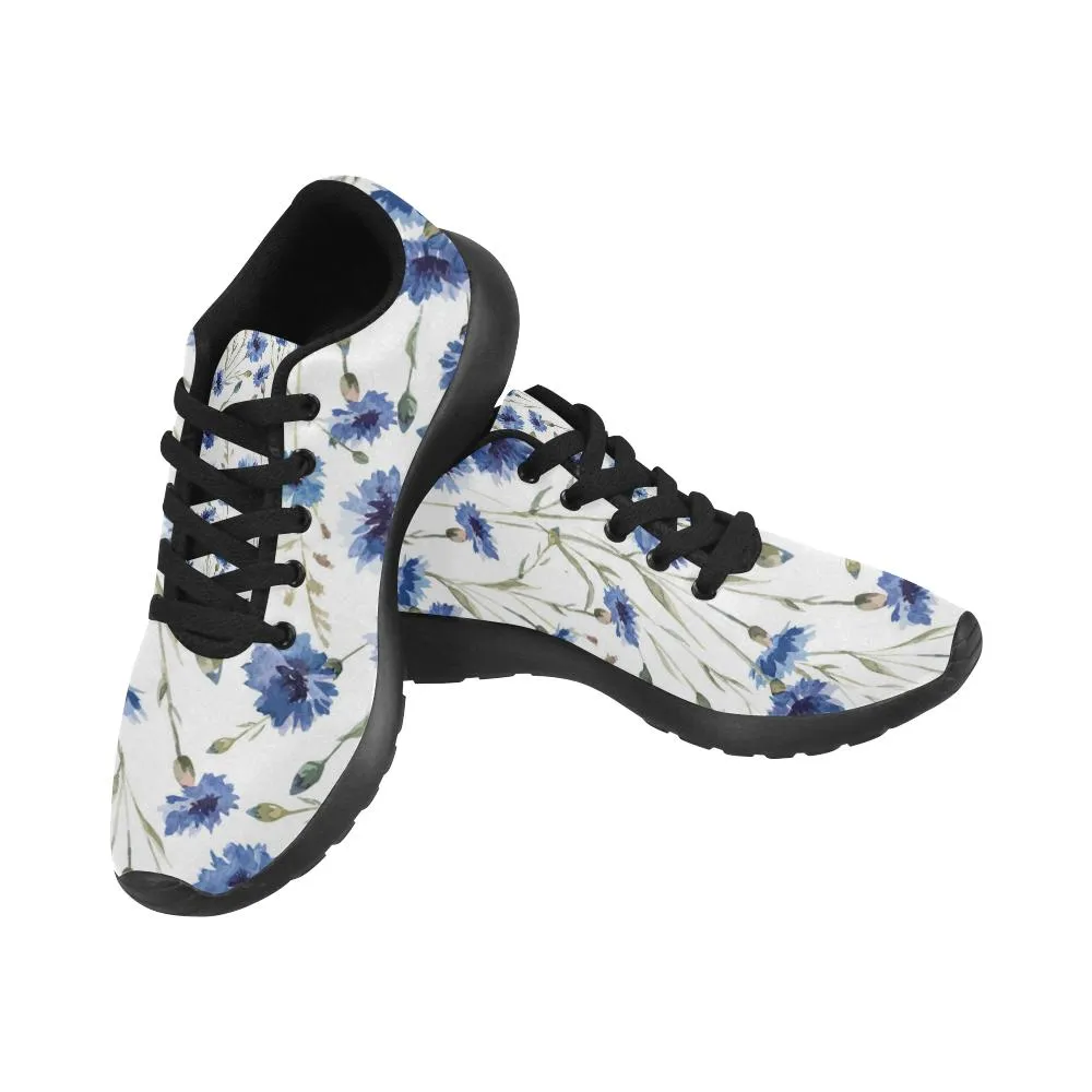 Zenzzle Blue flowers pattern print on Women's Running shoes Casual Lightweight Athletic Sneakers US size 6-15
