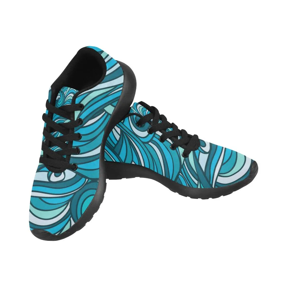 Zenzzle blue waves pattern print on Women's Running shoes Casual Lightweight Athletic Sneakers US size 6-15