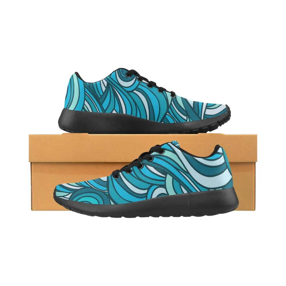 Zenzzle blue waves pattern print on Women's Running shoes Casual Lightweight Athletic Sneakers US size 6-15