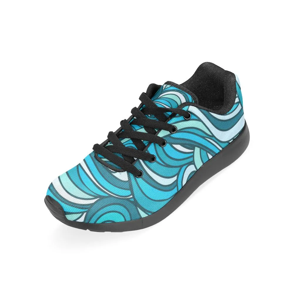 Zenzzle blue waves pattern print on Women's Running shoes Casual Lightweight Athletic Sneakers US size 6-15