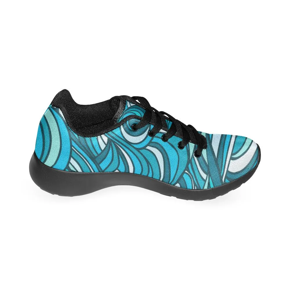 Zenzzle blue waves pattern print on Women's Running shoes Casual Lightweight Athletic Sneakers US size 6-15