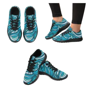Zenzzle blue waves pattern print on Women's Running shoes Casual Lightweight Athletic Sneakers US size 6-15