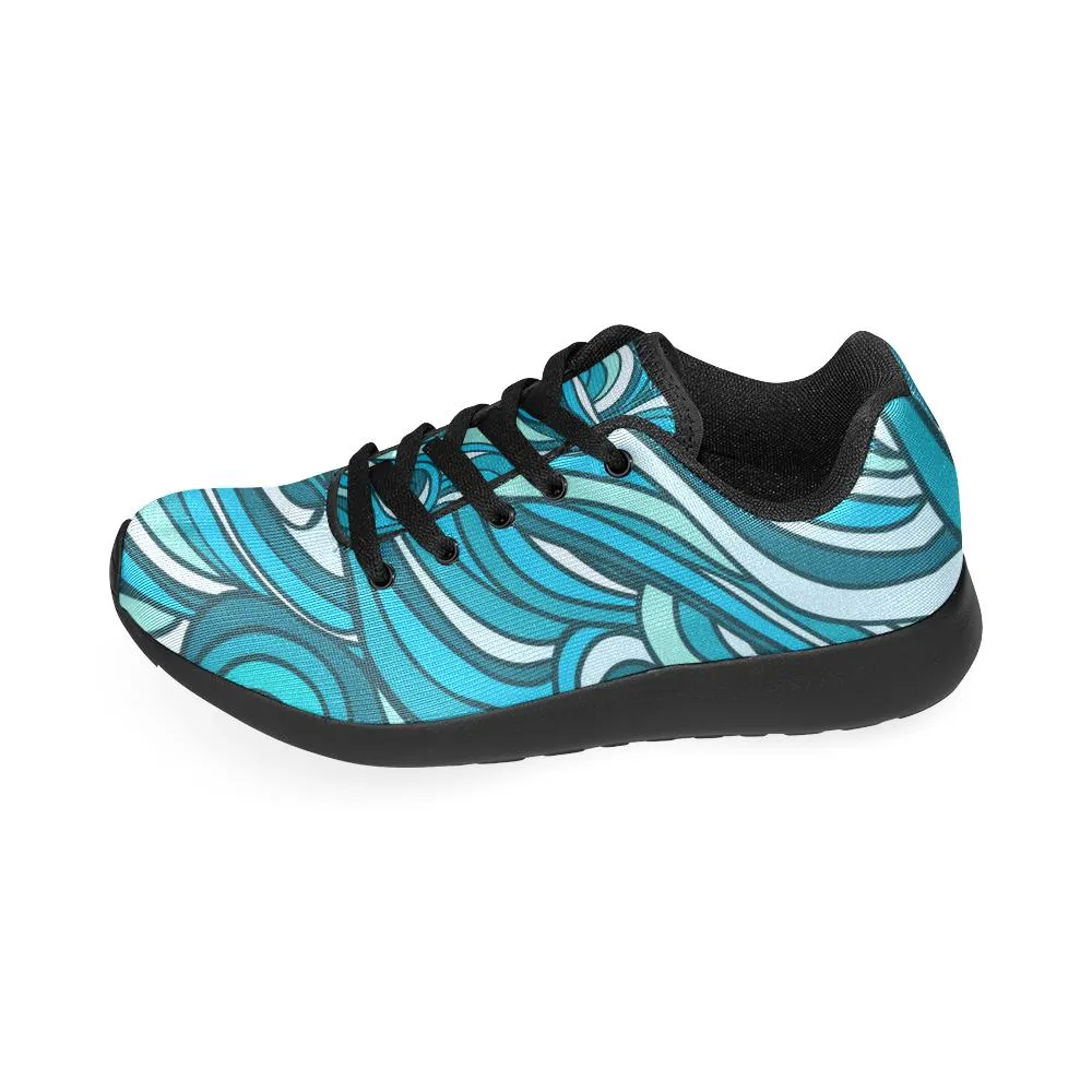 Zenzzle blue waves pattern print on Women's Running shoes Casual Lightweight Athletic Sneakers US size 6-15