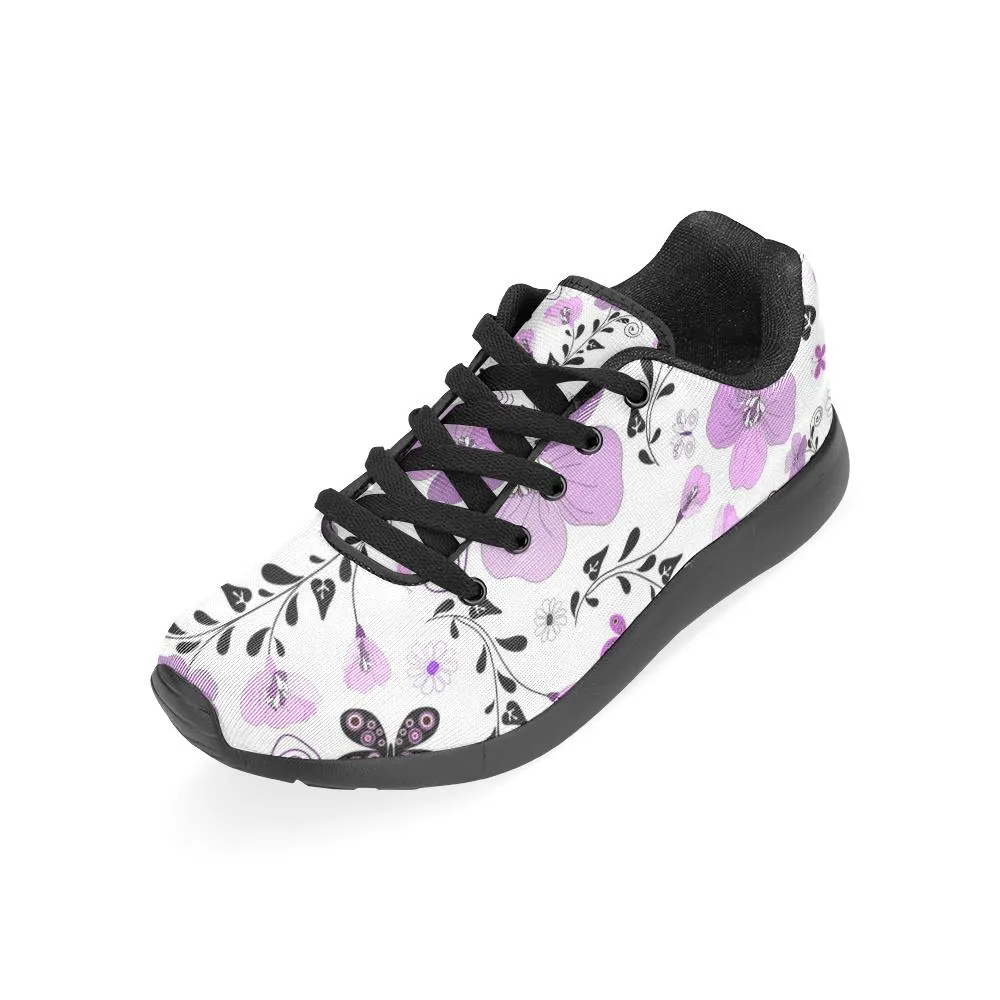 Zenzzle floral white pattern Women's Running shoes Casual Lightweight Athletic Sneakers US size 6-15