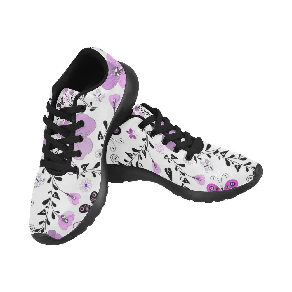 Zenzzle floral white pattern Women's Running shoes Casual Lightweight Athletic Sneakers US size 6-15