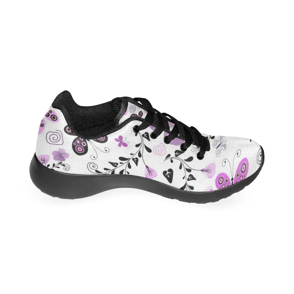 Zenzzle floral white pattern Women's Running shoes Casual Lightweight Athletic Sneakers US size 6-15