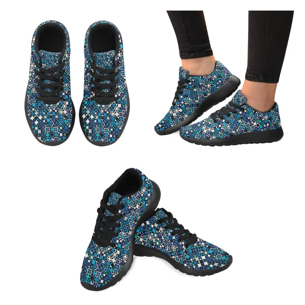 Zenzzle graphic blue elements pattern print on Women's Running shoes Casual Lightweight Athletic Sneakers US size 6-15