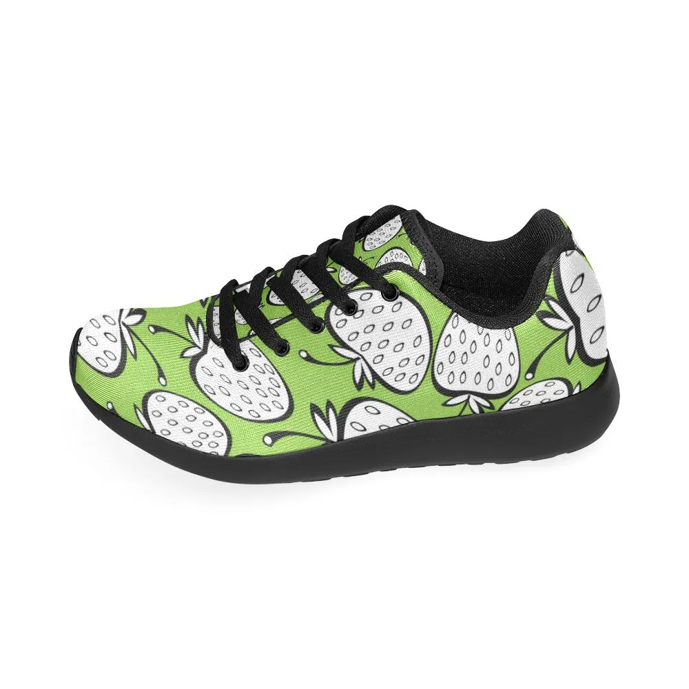 Zenzzle green white Strawberry  pattern print on Women's Running shoes Casual Lightweight Athletic Sneakers US size 6-15
