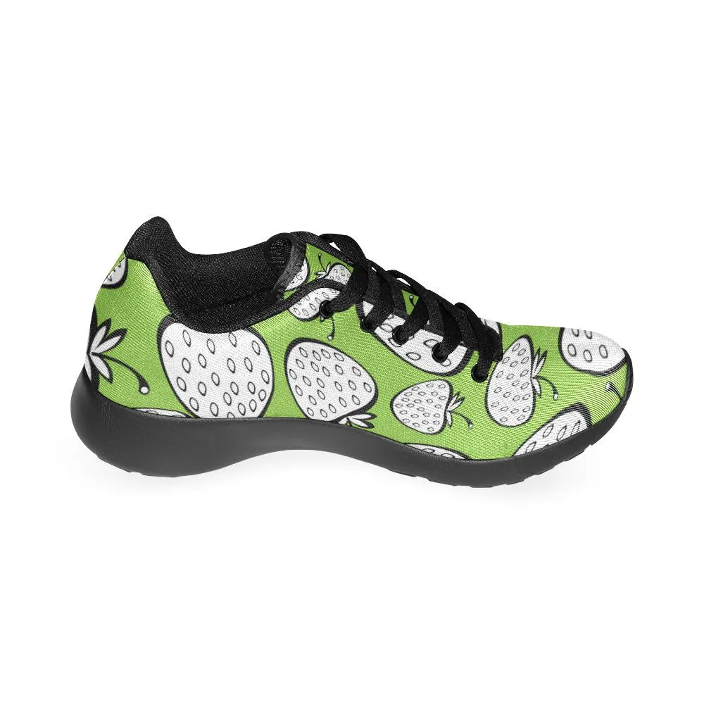 Zenzzle green white Strawberry  pattern print on Women's Running shoes Casual Lightweight Athletic Sneakers US size 6-15