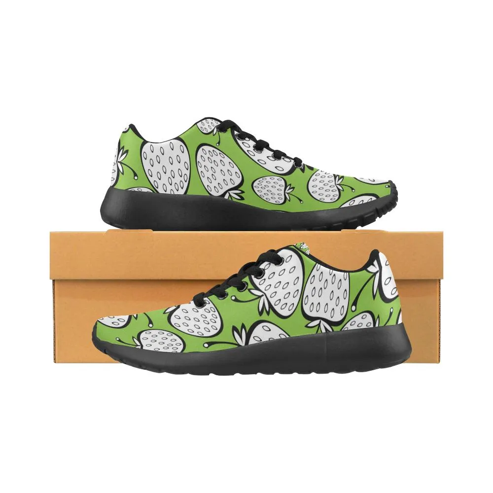 Zenzzle green white Strawberry  pattern print on Women's Running shoes Casual Lightweight Athletic Sneakers US size 6-15