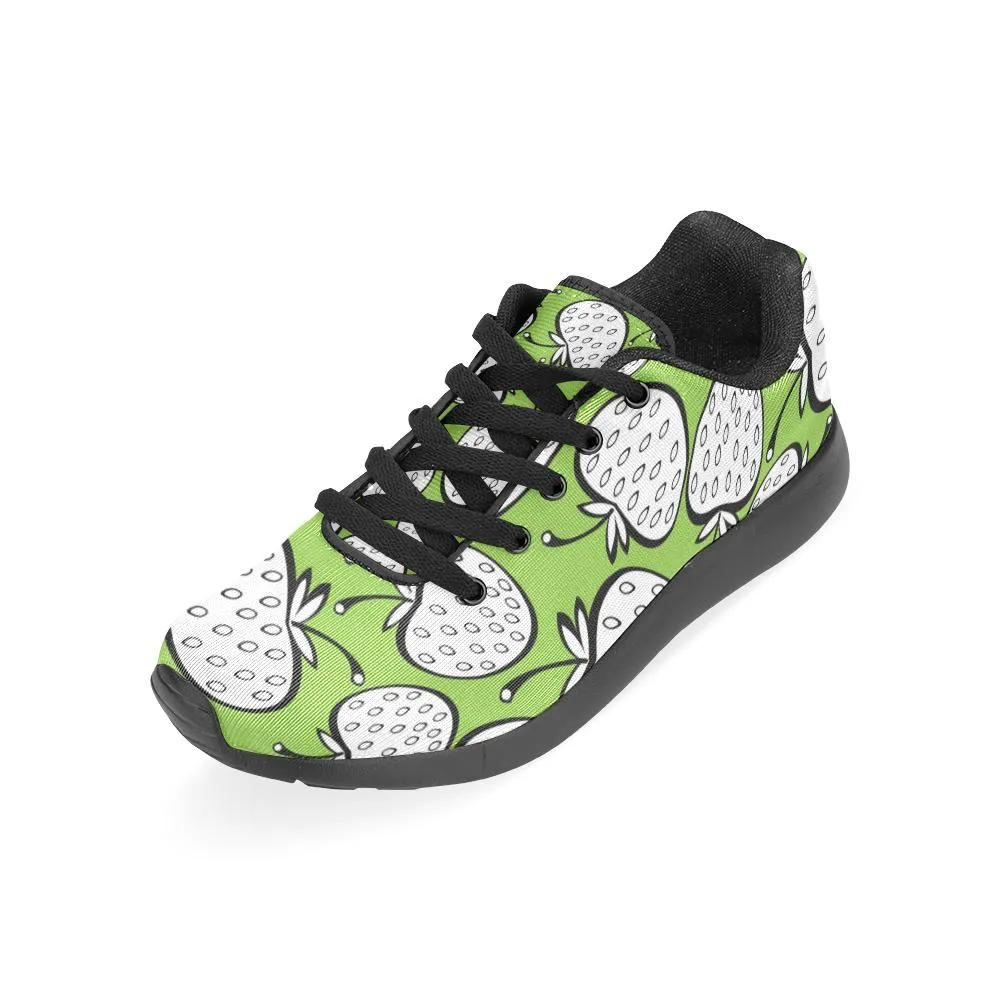 Zenzzle green white Strawberry  pattern print on Women's Running shoes Casual Lightweight Athletic Sneakers US size 6-15