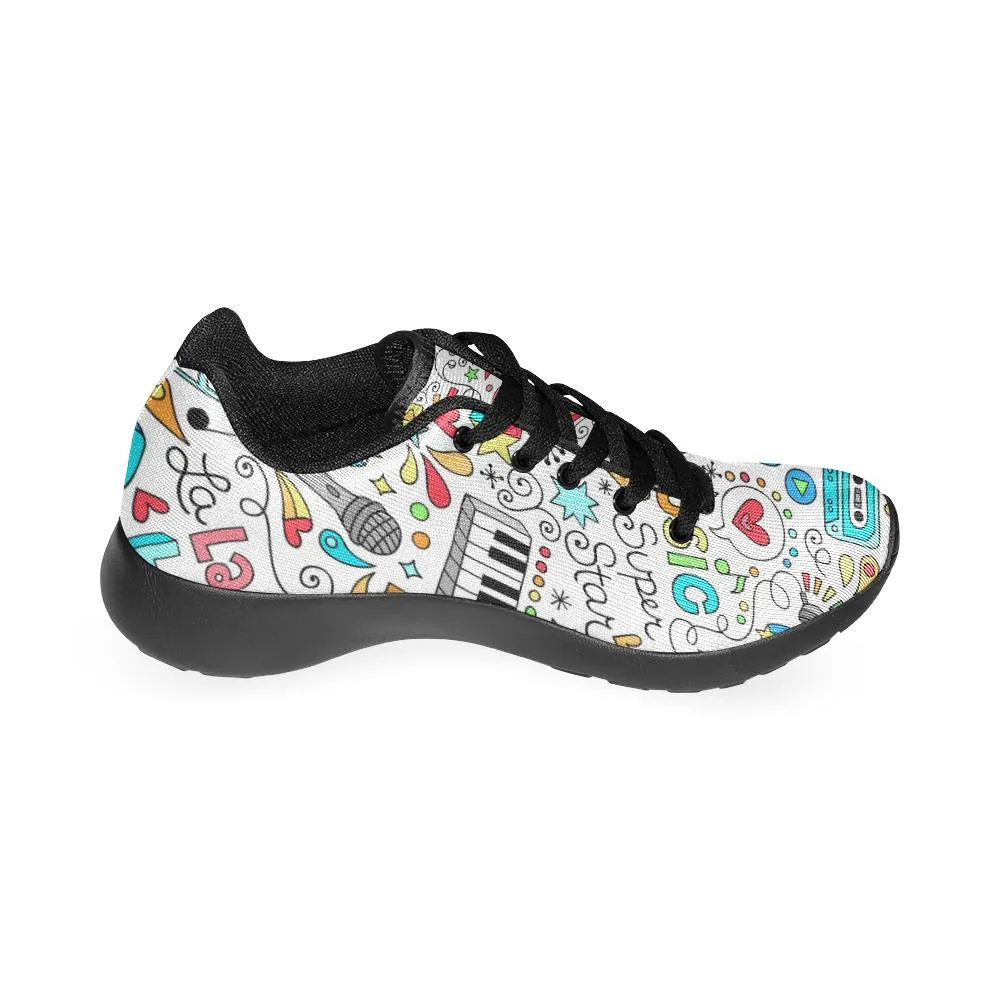 Zenzzle Music Notebook Doodles pattern print on Women's Running shoes Casual Lightweight Athletic Sneakers US size 6-15