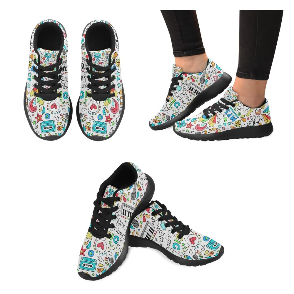 Zenzzle Music Notebook Doodles pattern print on Women's Running shoes Casual Lightweight Athletic Sneakers US size 6-15