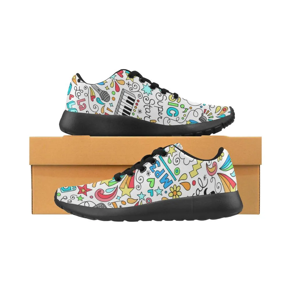Zenzzle Music Notebook Doodles pattern print on Women's Running shoes Casual Lightweight Athletic Sneakers US size 6-15