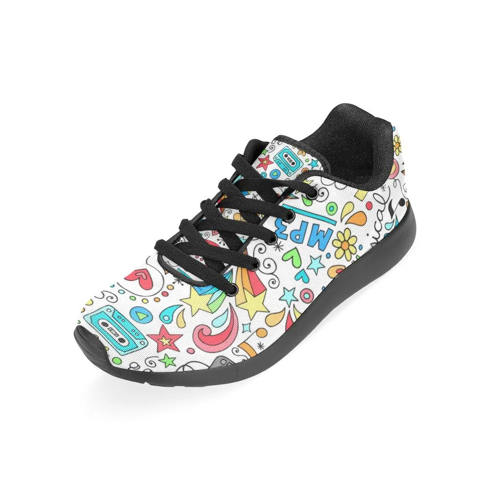 Zenzzle Music Notebook Doodles pattern print on Women's Running shoes Casual Lightweight Athletic Sneakers US size 6-15