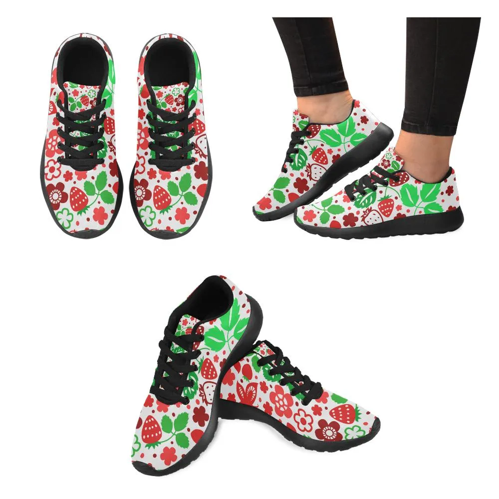 Zenzzle Red and green strawberry cats fish Women's Running shoes Casual Lightweight Athletic Sneakers US size 6-15