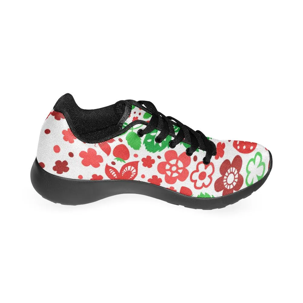 Zenzzle Red and green strawberry cats fish Women's Running shoes Casual Lightweight Athletic Sneakers US size 6-15