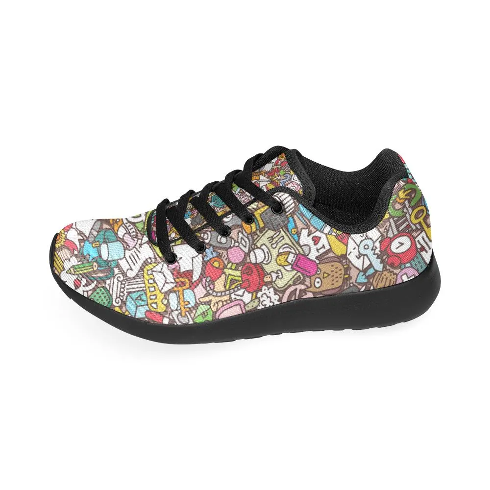 Zenzzle School icons pattern print on Women's Running shoes Casual Lightweight Athletic Sneakers US size 6-15