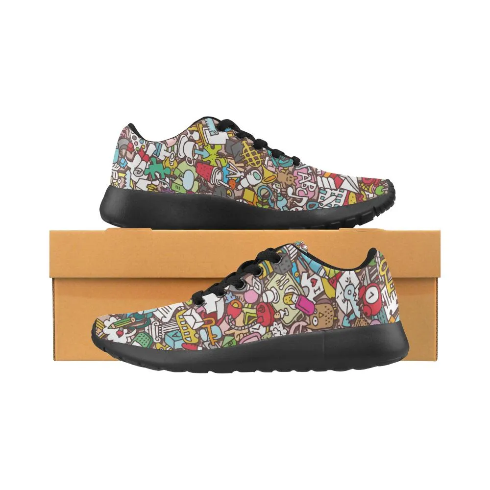 Zenzzle School icons pattern print on Women's Running shoes Casual Lightweight Athletic Sneakers US size 6-15