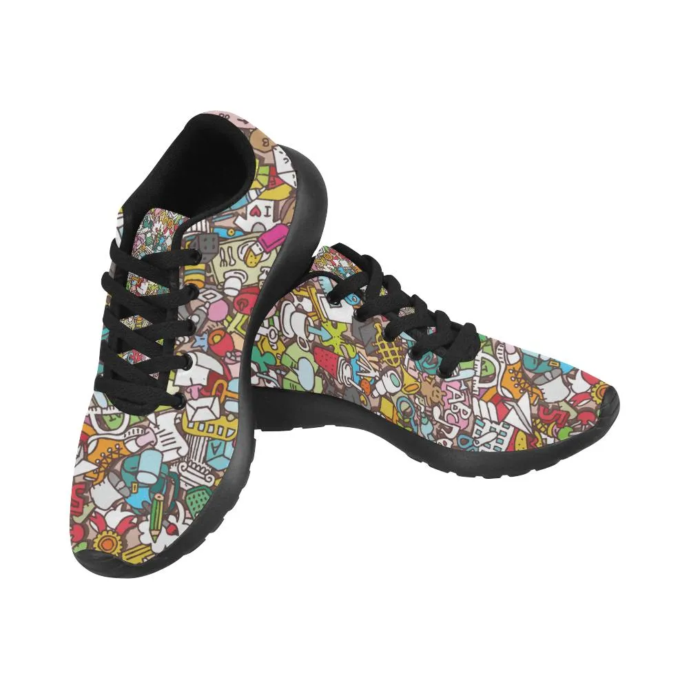 Zenzzle School icons pattern print on Women's Running shoes Casual Lightweight Athletic Sneakers US size 6-15