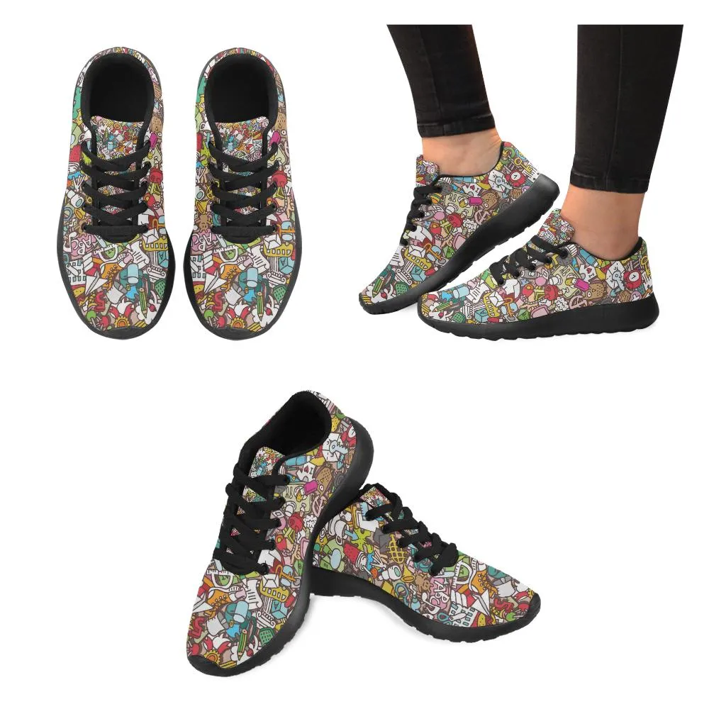 Zenzzle School icons pattern print on Women's Running shoes Casual Lightweight Athletic Sneakers US size 6-15