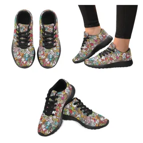 Zenzzle School icons pattern print on Women's Running shoes Casual Lightweight Athletic Sneakers US size 6-15