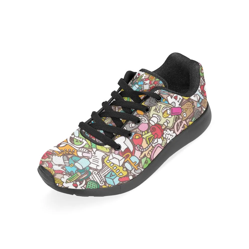 Zenzzle School icons pattern print on Women's Running shoes Casual Lightweight Athletic Sneakers US size 6-15