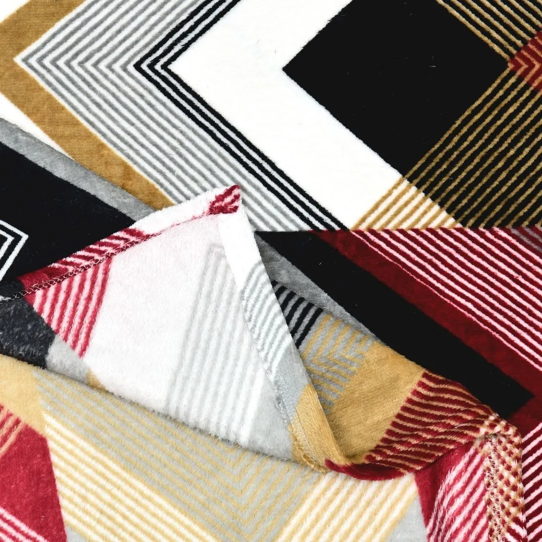 Zigzag Elegance Cozy Winter Nights Woolen Double Bedsheet