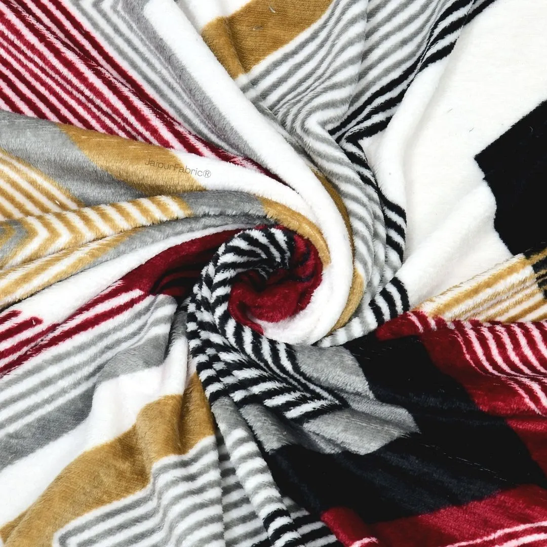 Zigzag Elegance Cozy Winter Nights Woolen Double Bedsheet